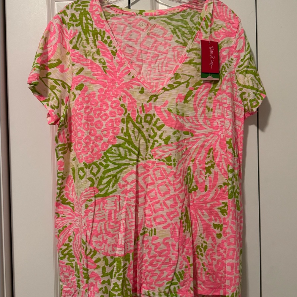 Lilly Pulitzer Etta Top Pink Sunset Home Slice
